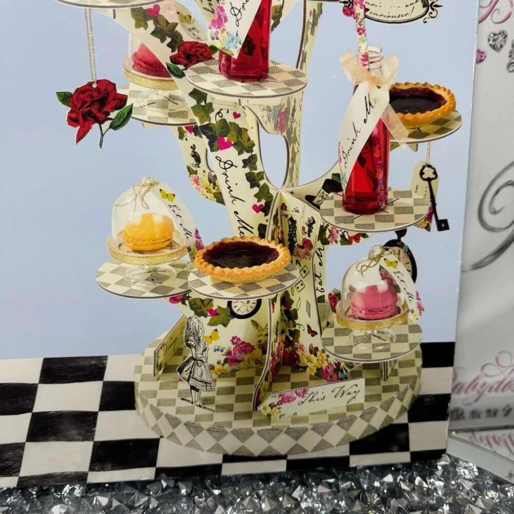 Alice treat stand Alice in wonderland terribly terrific treat stand Cheshire Cat